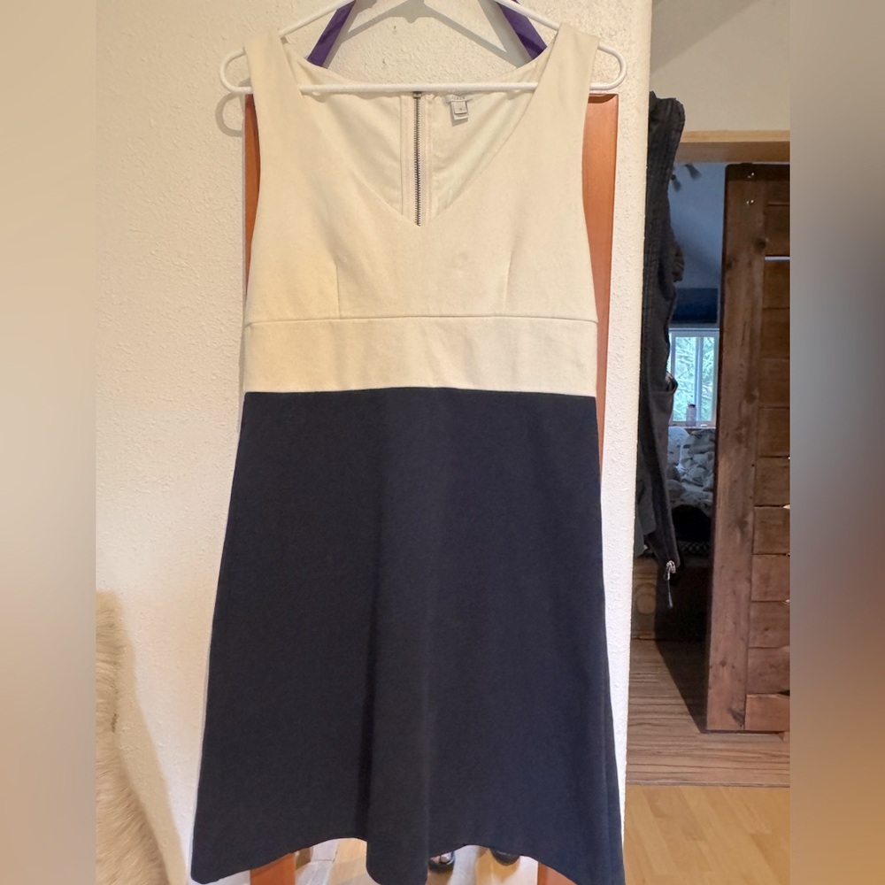 J. Crew Navy and White A-Line Mini Dress